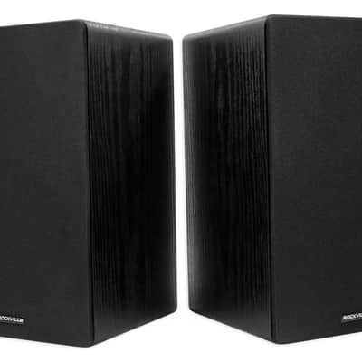 2) Rockville RockShelf 64B 400w Black 6.5" Home Theater Bookshelf Speakers/4 Ohm image 2