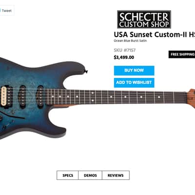 Schecter USA Custom Shop Sunset Custom-II 2024 - Ocean Blue Burst Satin image 13