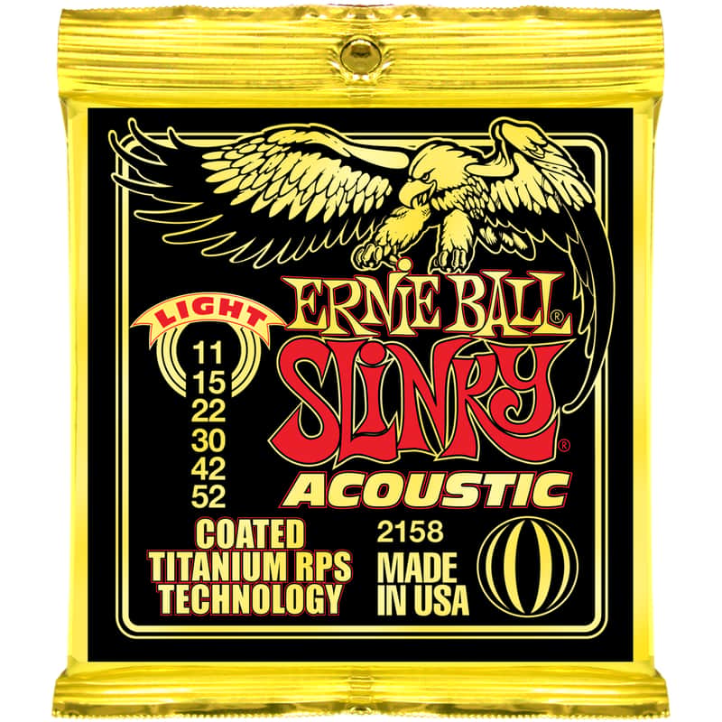 Ernie Ball 2158 Coated Slinky Phosphor Bronze Acoustic Guitar Strings – Light Gauge (11-52) image 1
