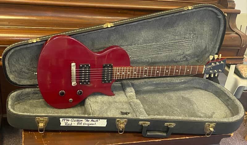 Gibson The Hawk 1996 - Red - VINTAGE - ALL ORIGINAL - Hardshell Case - Headstock/Neck Repair image 1