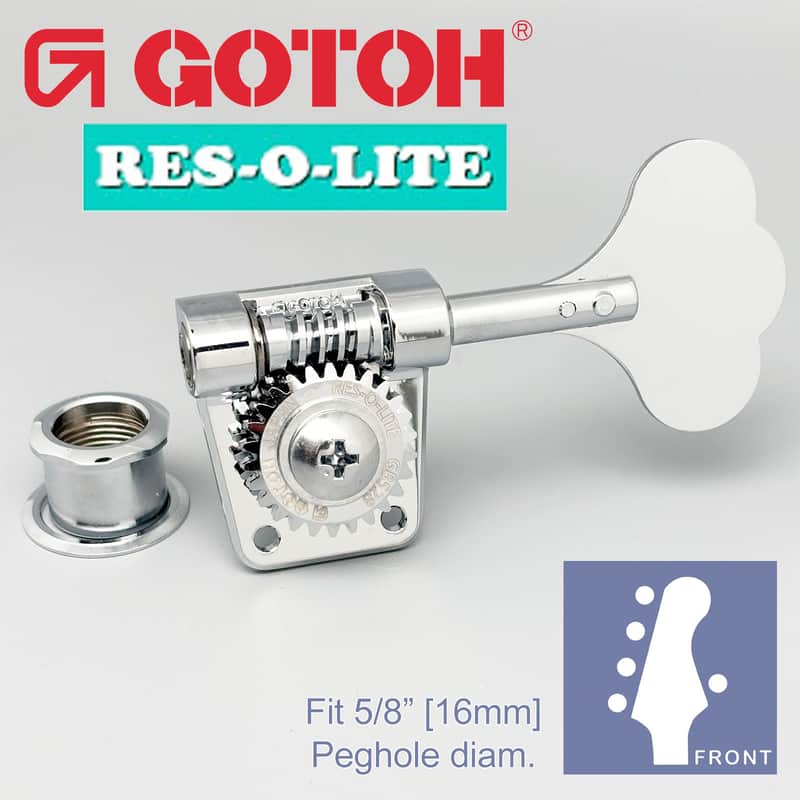 NEW Gotoh GB528 Res-O-Lite Vintage Style Bass L4+R1 Set Lightweight 4x1 - CHROME image 1