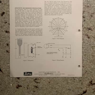 Vintage 1970s Kustom Electro Voice RE11 Dynamic Cardioid Microphone Spec Sheet! image 2