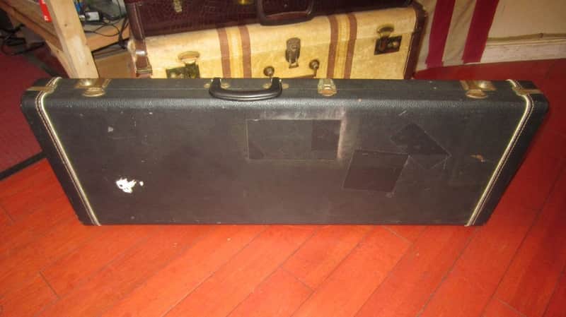 1969 Rickenbacker 3/4 size electric guitar case Black w blue interior image 1