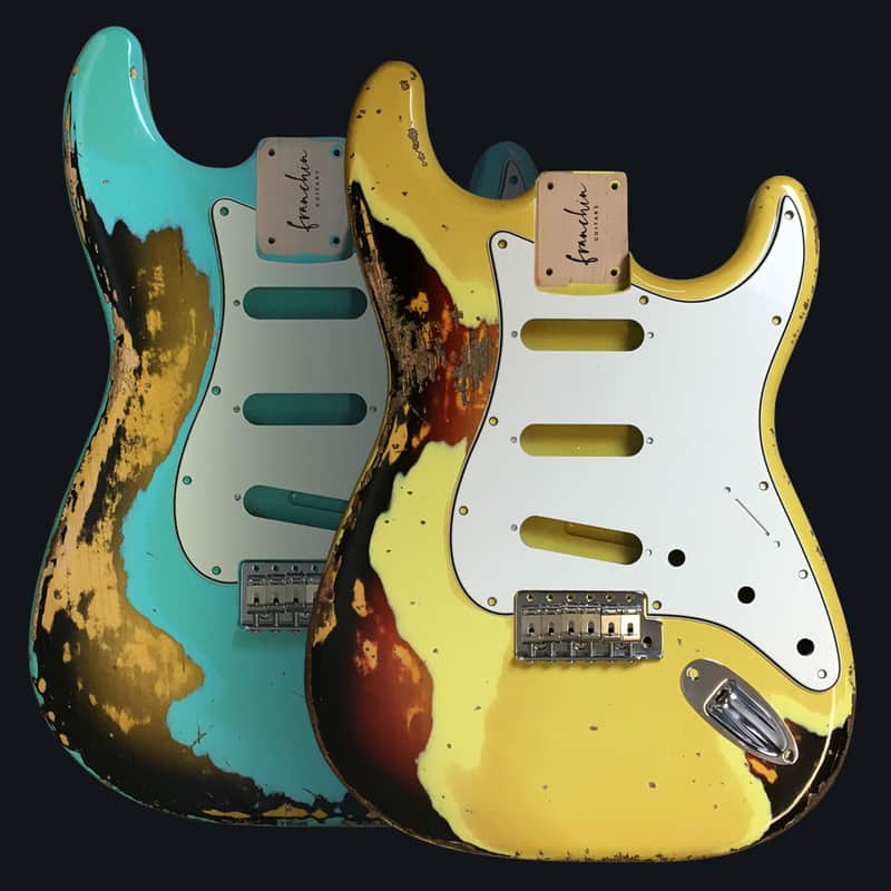 Made to Order - FRANCHIN Mercury guitar body Relic Aged 100% Nitro Lacquer COLOR OVER COLOR (Sunburst/ Black/ White/ Blue/ Green/ Yellow/ Red/ Pink/ Burgundy/ Purple/ Gold/ Silver, etc.) Basswood Poplar Stratocaster-Strat-S-Style Made in Italy image 1