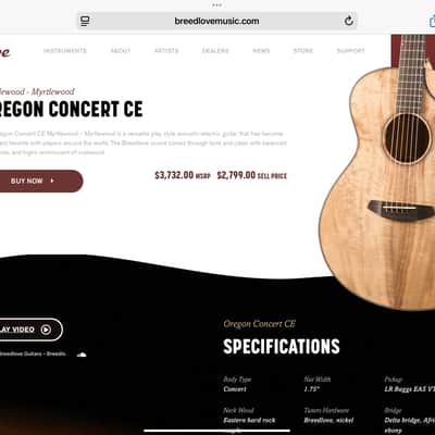 Breedlove Oregon Concert CE - Bourbon Burst image 10
