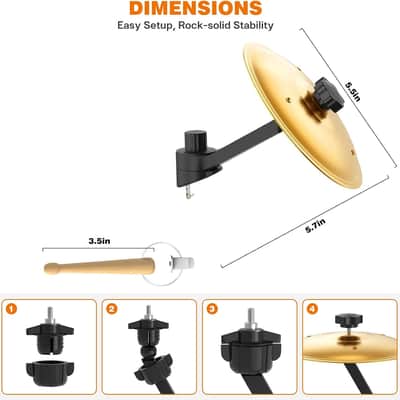 Car Cymbal Air Vent, Mini Drum Crash Cymbal Set with Mini Drum Stick, Funny Musical Instruments Gadget for Drummer Music Lovers Gift, Compact Durable Car Accessory for Most Vehicles(Gold) image 2