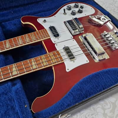 1981 Rickenbacker 4080 6/4 Double Neck 4001 Bass 480 Guitar Burgundy Red image 2