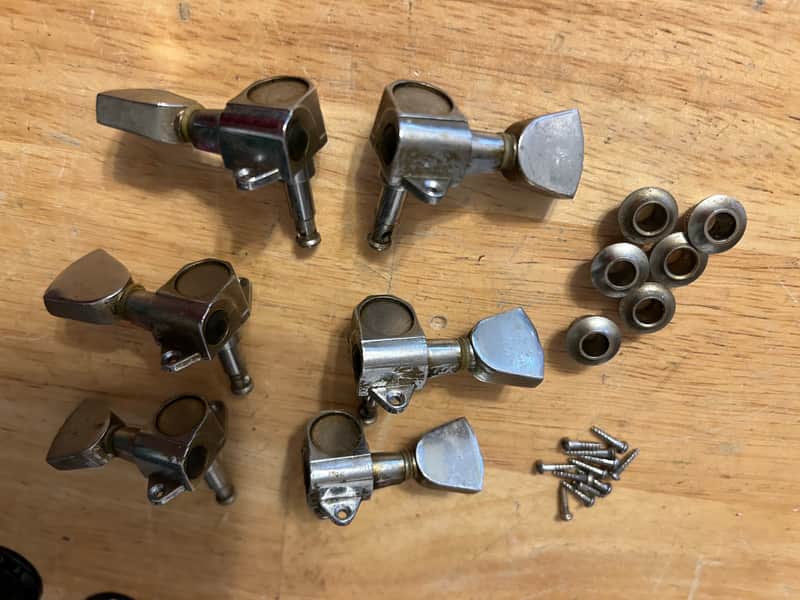 Gotoh tulip tuners set 1970s - chrome unmarked for Ibanez etc image 1