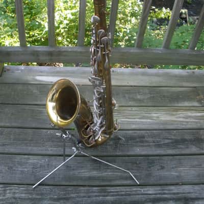 1957 Conn Director Tenor Saxophone shooting stars  Brass-Lacquered image 1
