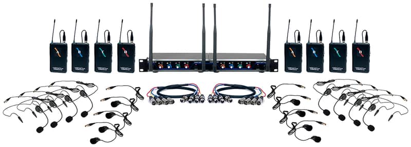 VocoPro Digital-Play-8  Eight Channel UHF Wireless Headset & Lapel Mic System with Mic-On-Chip Technology image 1