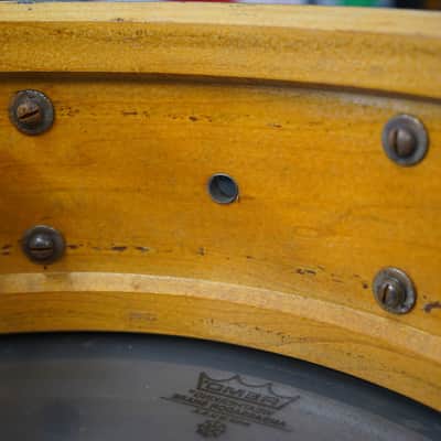 1938 Ludwig & Ludwig 'King Louie' 5x14" 3ply Snare Drum - Green & Gold Duco image 5