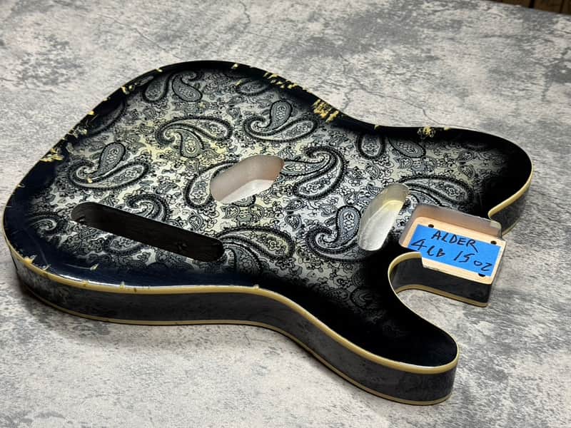 Real Life Relics 60’s Style Tele® Telecaster® Body Double Bound Aged Paisley Black image 1