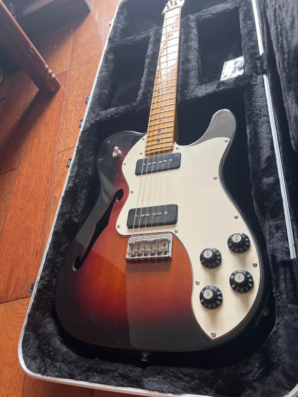 ギター Fender Modern Player Telecaster Thinline Fender Modern Player Telecaster Thinline Deluxe - Black Transparent