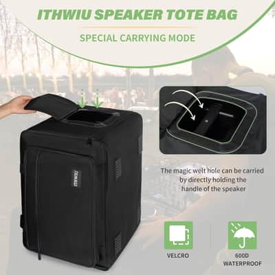 Ithwiu Speaker Bag 12" Weather-Resistant PA Case w/ Foam Padding & Zippers image 6