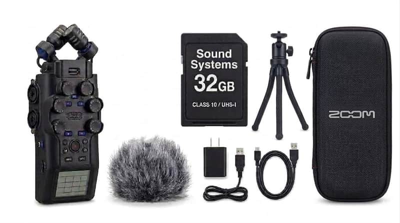 Zoom H6studio Handy Recorder with APH-6s Accessory Pack, Mini Tripod and 32GB SD Card image 1