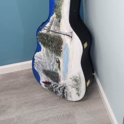 Juliana's Art Full of Love - Dreadnought Arch Top Guitar Case - "Snow" - a Tribute to Per-Olov Kindgren [2024] - Hand Painted Custom Artwork image 4