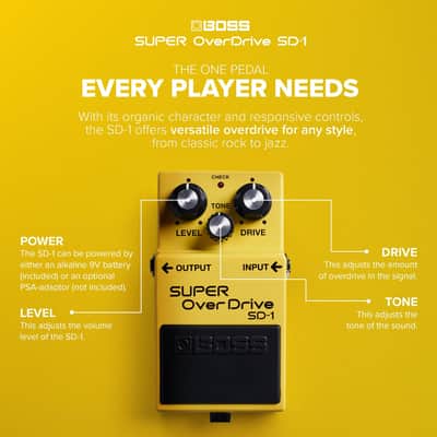 BOSS SD-1 SUPER Overdrive | Compact Overdrive Pedal | Genre-Defining Sound & Feel | Unique Clipping Circuitry Produces Tube-Like Characteristics | Dynamic Tone Options | Easy-To-Use Controls image 3