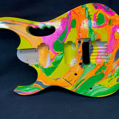 Neon multicolor swirled alder 6 string Jem style guitar body, LEFTY, HxH, AANJ, rear route- RB215 image 1