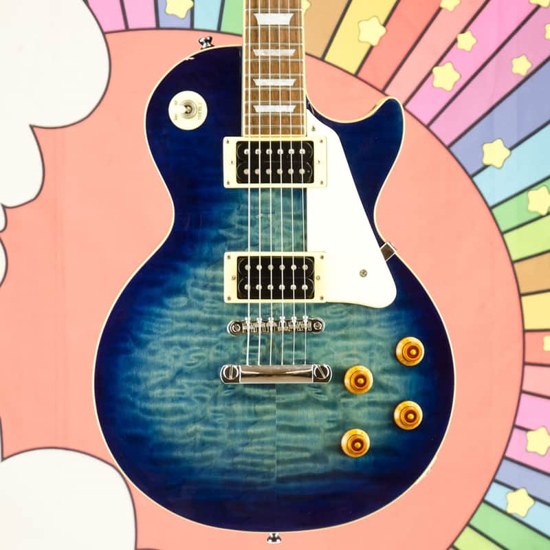 Used Epiphone Les Paul Classic Electric Guitar, Blue Quilted Top w/ Hardcase image 1