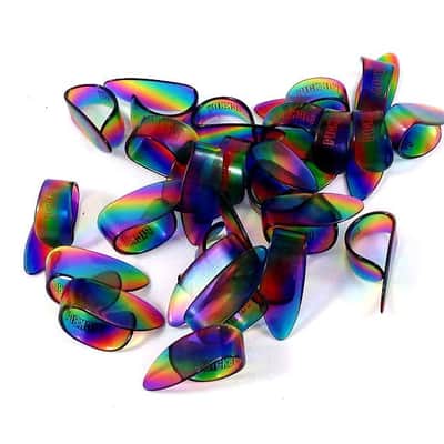 Pickboy Thumb Picks Celluloid Rainbow Colored 25 Pack  1.50mm Thick Medium Size