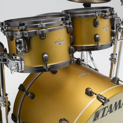 Tama MA42TZUS-SAM Starclassic Maple Lacquer Shell Kit 4 pcs - Satin Aztek Gold Metallic/Smoked Black Nickel HW image 9