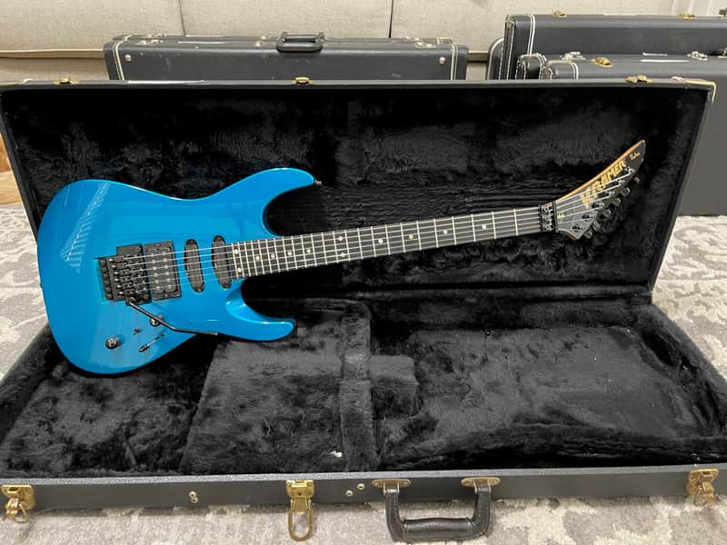 USA  Vintage Kramer Proaxe Deluxe 1989 Candy Blue, Seymour Duncans, Original Floyd Rose OHSC VG image 1