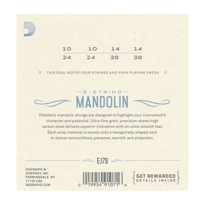 D'Addario EJ73 Mandolin Strings, Phosphor Bronze, Light, 10-38 image 3
