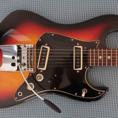 Vintage 1970s Aria Lyle Teisco Guitar Offset Strat Style 2 PU Japan Sunburst Dreamy Shoegaze Tones! image 4