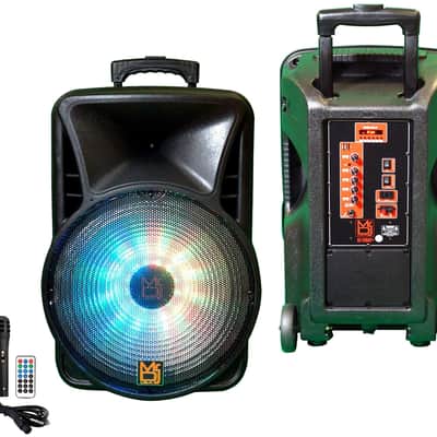 Pair of MR DJ DJ15BAT+ 15" Portable Bluetooth Speaker + Speaker Stand image 3