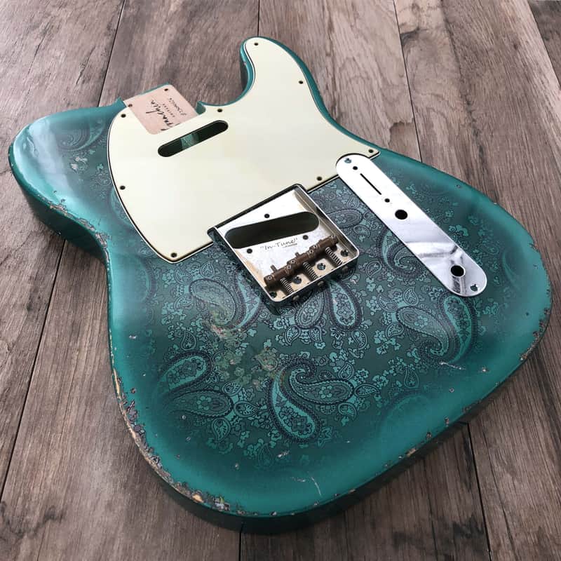 FRANCHIN Mars guitar body Sherwood Green Paisley Relic Aged Nitro Lacquer SS Poplar Telecaster-Tele-T-Style Made in Italy - Stock piece #23010626 image 1