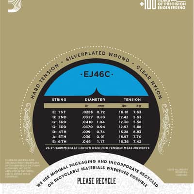 D'Addario EJ46C Pro-Arte Composite Classical Guitar Strings, Hard Tension image 3