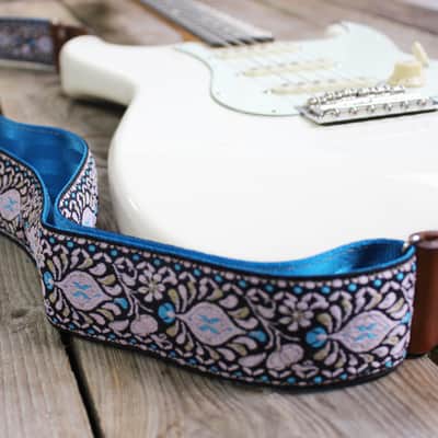 Guitar Strap 🇬🇧 Leather - Air Guitar Straps - "Oceania" Guitar Strap - Vintage / Retro/ Leather image 2