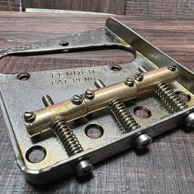 Fender  Telecaster Bridge Plate aged with GVT special Vintage Brass saddles  2020 Aged steel image 2