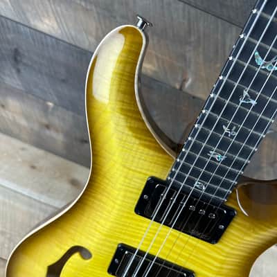 PRS Wood Library Custom 24 Semi-Hollow Flame Maple 10 Top Korina Back - Livingston Lemondrop 391118 image 2