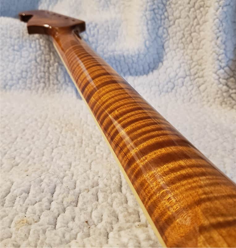 Unbelievable USA bound,Roasted ( 5A +) flame maple neck.Hidden fret tangs.Rounded edges", Made for a Jazzmaster , Tele or Strat  body # PJM-5A -You never felt frets like this. image 1
