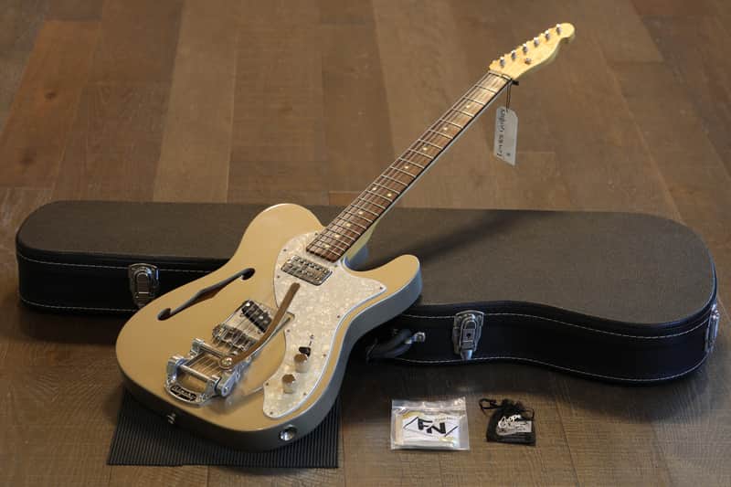 2022 K-Line Truxton Deluxe Thinline w/ Bigsby TV Jones Electric Guitar Gold Mist + OHSC image 1