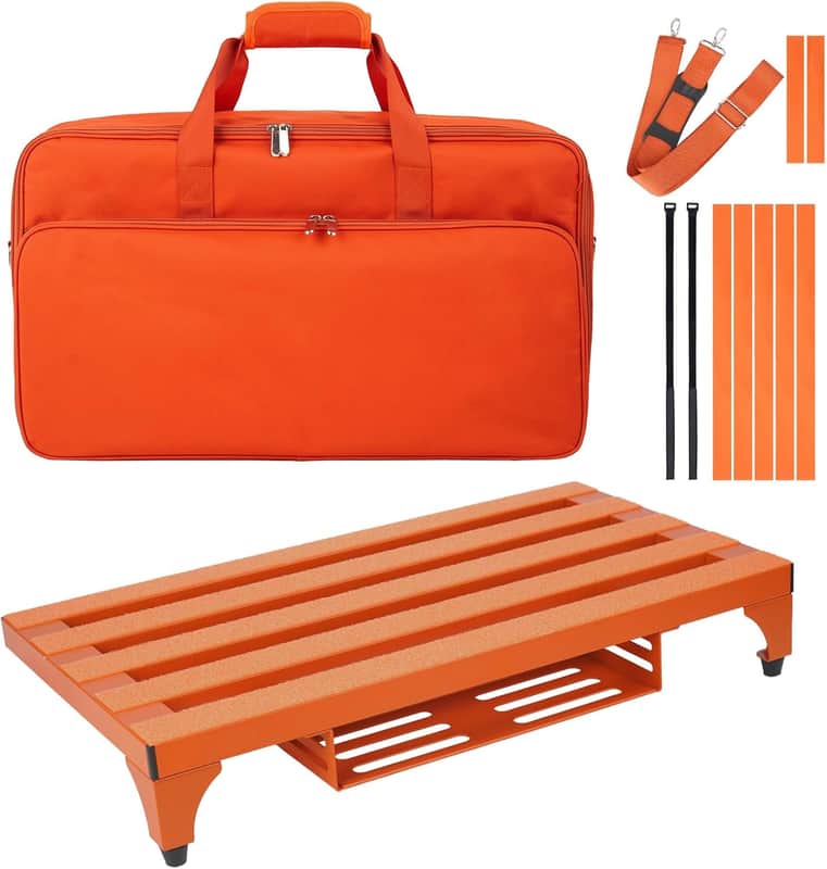 Super Light 3.3 lb Guitar Pedal Board 22" x 12.5" Aluminum Alloy Pedalboard with Power Supply Cradle (Orange, APB-22OR) image 1