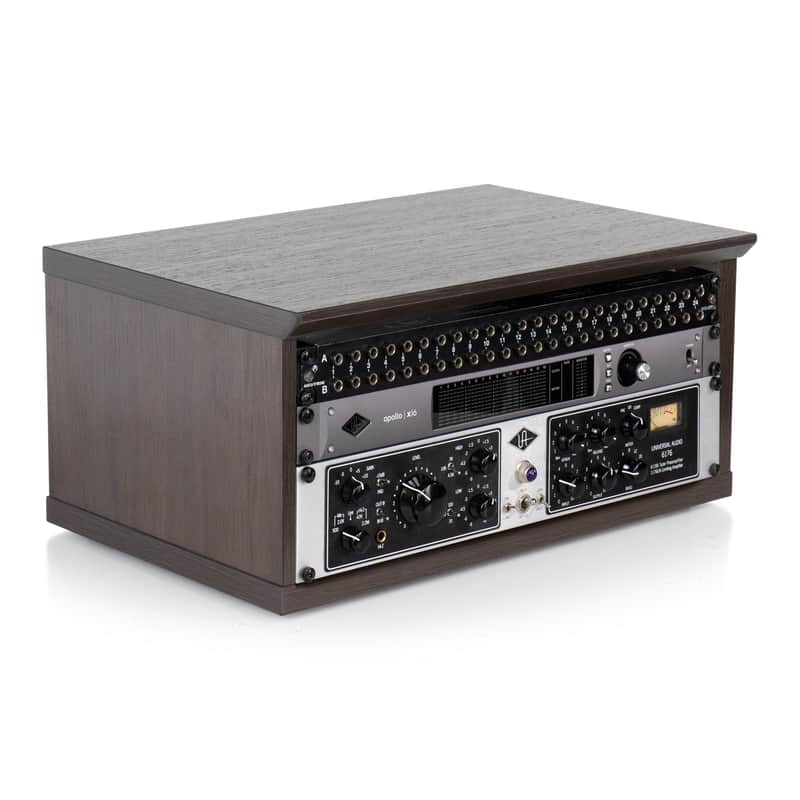 Gator Elite Furniture Series 4U Desktop Studio Rack - Dark Walnut Brown Finish image 1