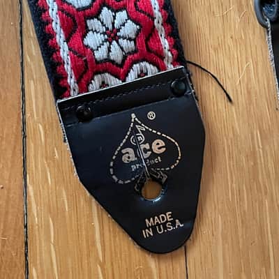 NEAR-MINT vintage 1960's ACE Bob Dylan hendrix clapton guitar strap rare red floral kurt cobain hootenanny image 6