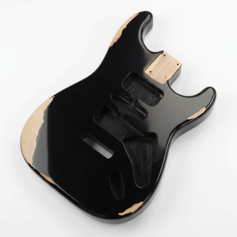 Finished Alder Strat-Style Guitar Body - Relic Black image 1