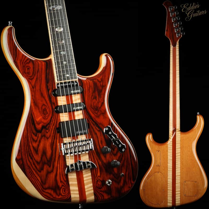 Alembic Spectrum - Cocobolo Top with Mahogany Body - Blue and Red Side LEDs - Guitar with Hard Shell Case image 1