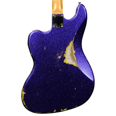 Fender Custom Shop Bass VI Journeyman Relic - Purple Sparkle over Graffiti Yellow image 2