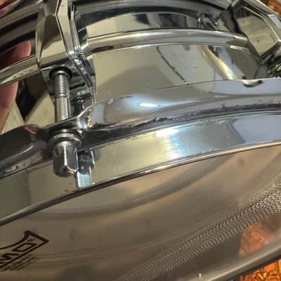 Ludwig No. 400 Supraphonic 5x14" 10-Lug Aluminum Snare Drum with Pointed Blue/Olive Badge 1969 - 1979 Chrome-Plated image 18