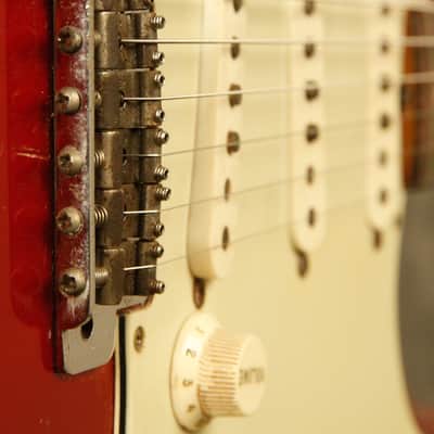 1964 pre-CBS Fender Stratocaster R&R Candy Apple Red '60s nitro factory refinish image 9