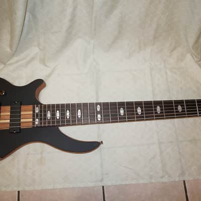 Left handed 6 string bass guitar, neck through body,  2015 Wood image 1