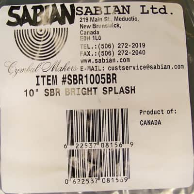 Sabian SBR 10" Bright Splash Cymbal/Model #SBR1005BR/New image 4