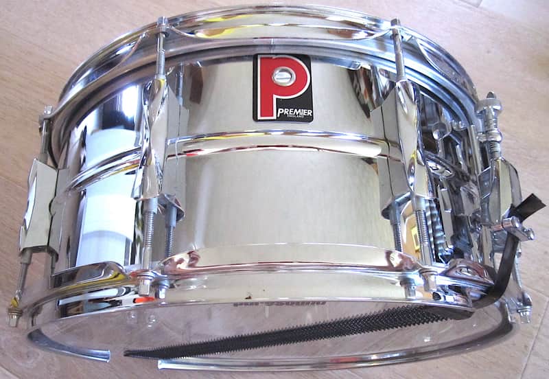 14" x 6.5" Premier 8-Lug Steel Beaded Shell Snare Drum - Vintage image 1