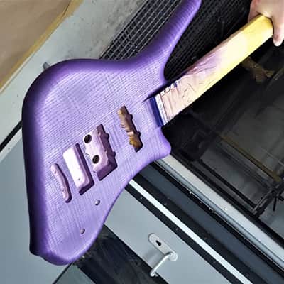 Warwick Dolphin Pro 1 - 8 String Custom Shop Masterbuilt 2022 - AAA Flame SOLID French Ash over Satin Transparent Purple Grape Flavor image 16