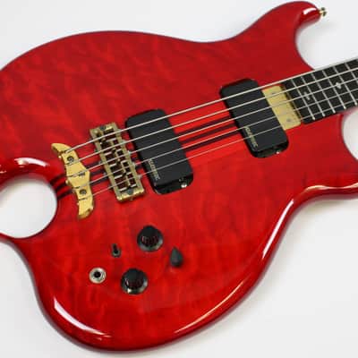 Vintage 1991 Alembic Omega Series Spoiler 5-String Bass, Red, Fat Boy Pickups, Please Message for Shipping Quote image 2
