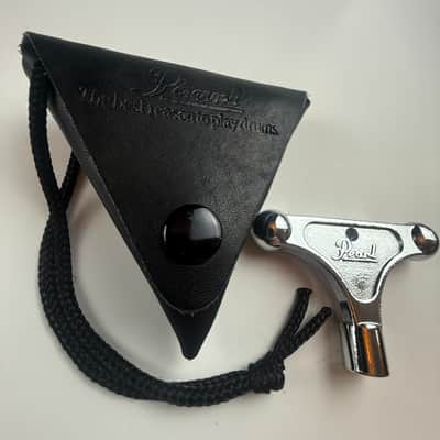 Pearl K025 Drum Key w/ Black Leather Pouch 1990s - Chrome image 8